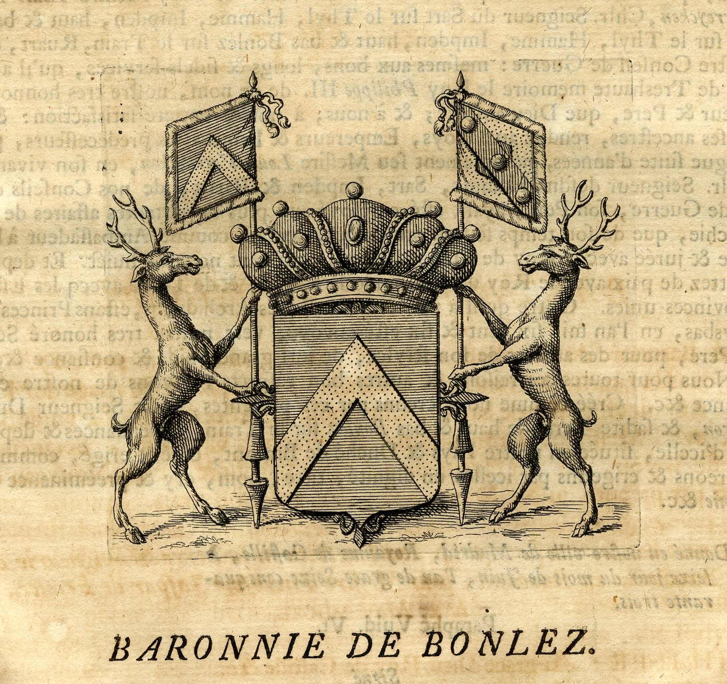 Pco 15814 416x391 Antique Print-COAT OF ARMS-BARONY OF BONLEZ-CHAUMONT GISTOUX-Butkens-1724