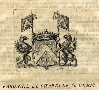 Antique Print-COAT OF ARMS-BARONY OF CHAPELLE SAINT ULRIC-Butkens-1724
