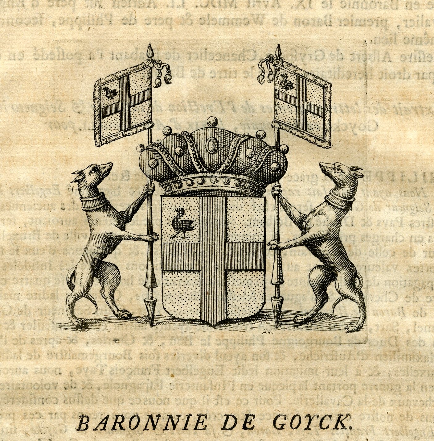 , Antique Print-COAT OF ARMS-BARONY OF GOYCK-GOOIK-Butkens-1724, Pictura Antique Prints