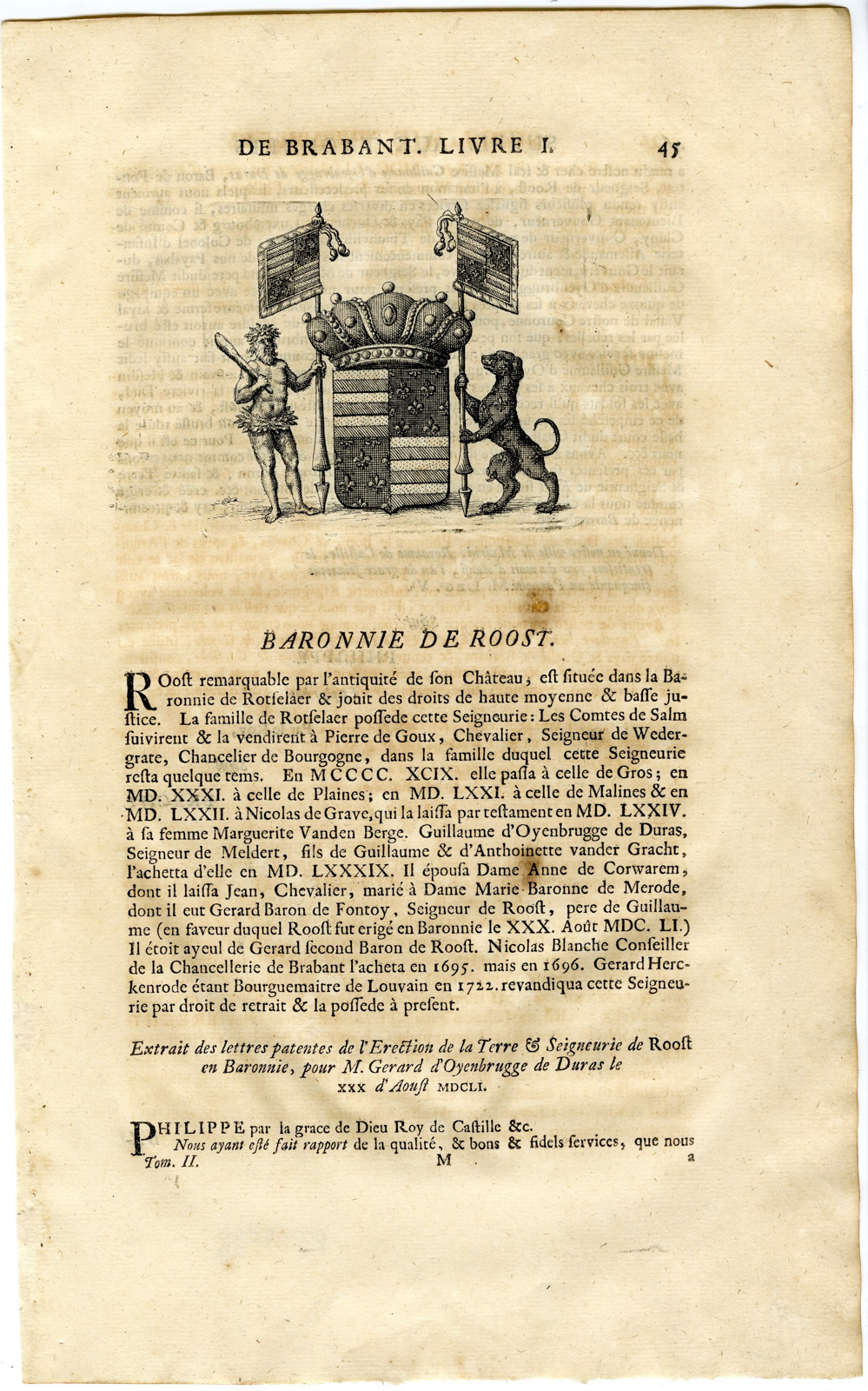 , Antique Print-COAT OF ARMS-BARONY OF ROOST-KRENWIK-BELGIUM-Butkens-1724, Pictura Antique Prints