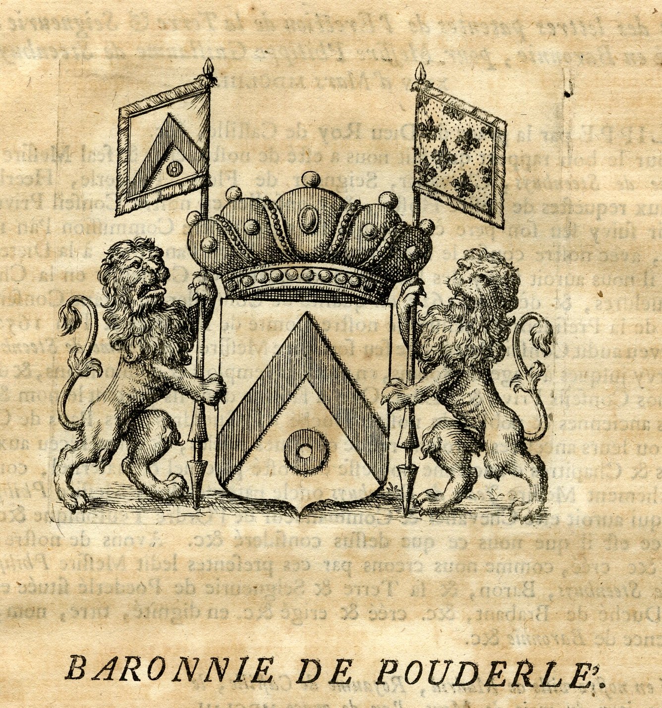, Antique Print-COAT OF ARMS-BARONY OF POUDERLE-HERENTALS-Butkens-1724, Pictura Antique Prints