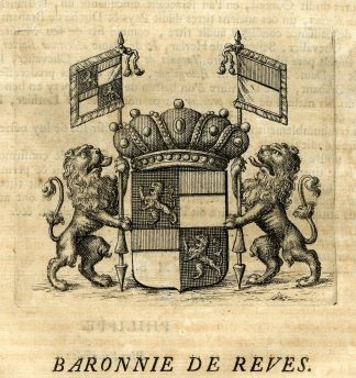 Antique Print-COAT OF ARMS-BARONY OF R?VES-Butkens-1724