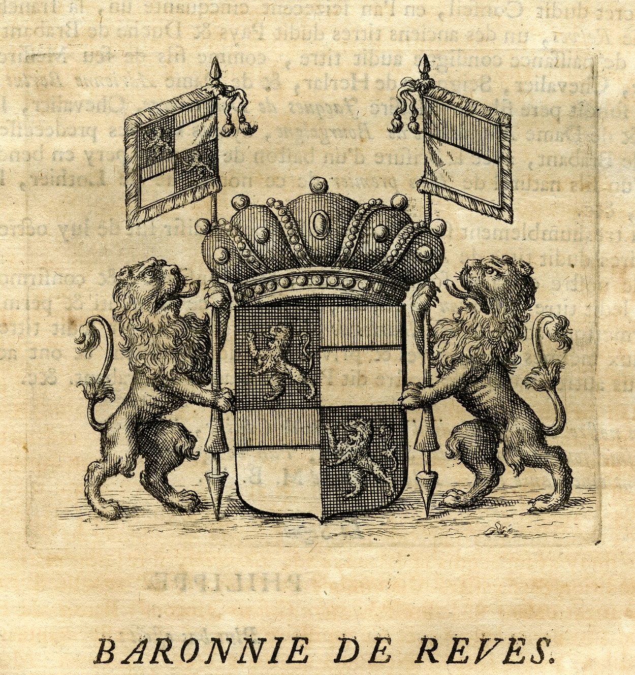Pco 15838 416x442 Antique Print-COAT OF ARMS-BARONY OF R?VES-Butkens-1724
