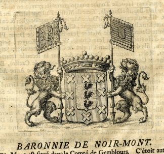 Antique Print-COAT OF ARMS-BARONY OF NOIRMONT-BELGIUM-Butkens-1724