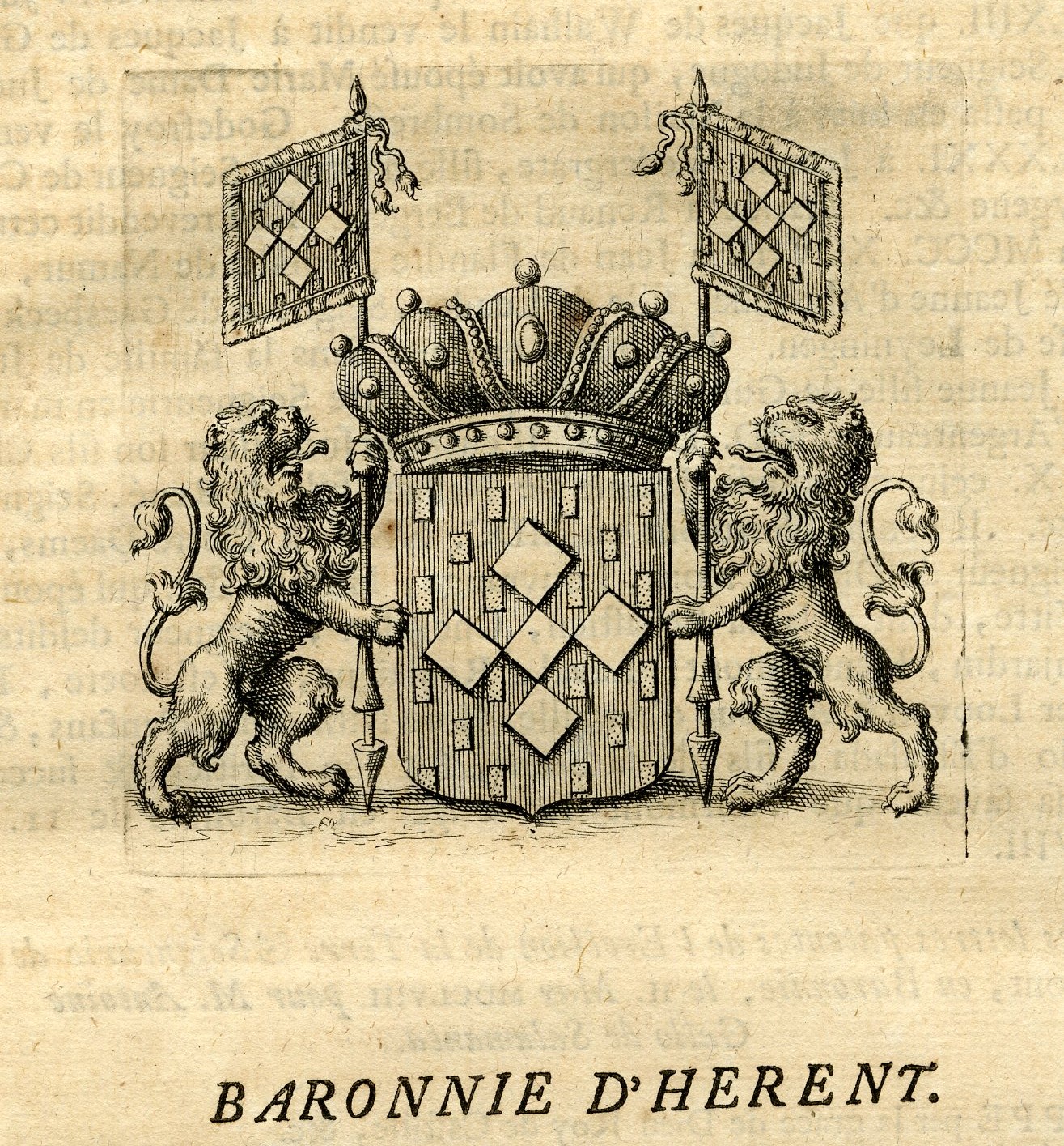 Pco 15844 416x448 Antique Print-COAT OF ARMS-BARONY OF HERENT-BELGIUM-Butkens-1724