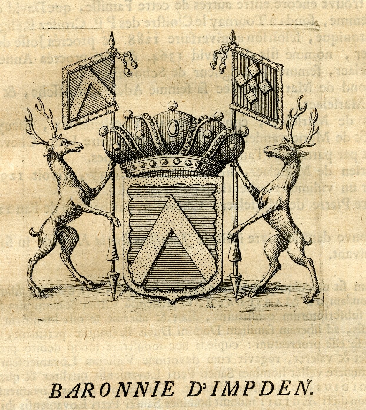 , Antique Print-COAT OF ARMS-BARONY OF IMPDEN-IMDE-Butkens-1724, Pictura Antique Prints