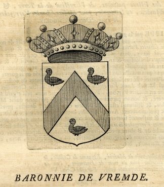 Antique Print-COAT OF ARMS-BARONY OF VREMDE-VAN DER GRACHT-Butkens-1724