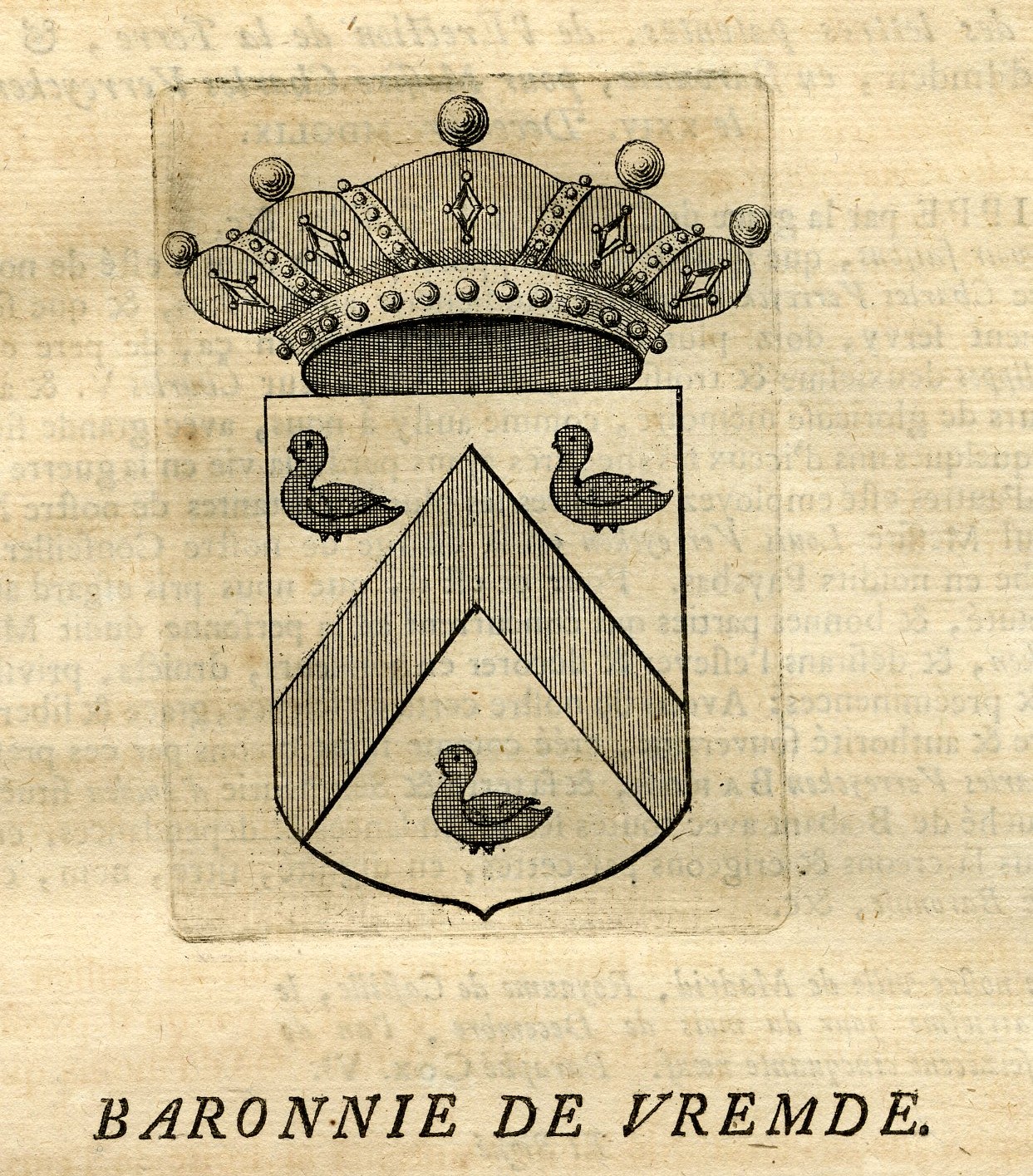 , Antique Print-COAT OF ARMS-BARONY OF VREMDE-VAN DER GRACHT-Butkens-1724, Pictura Antique Prints