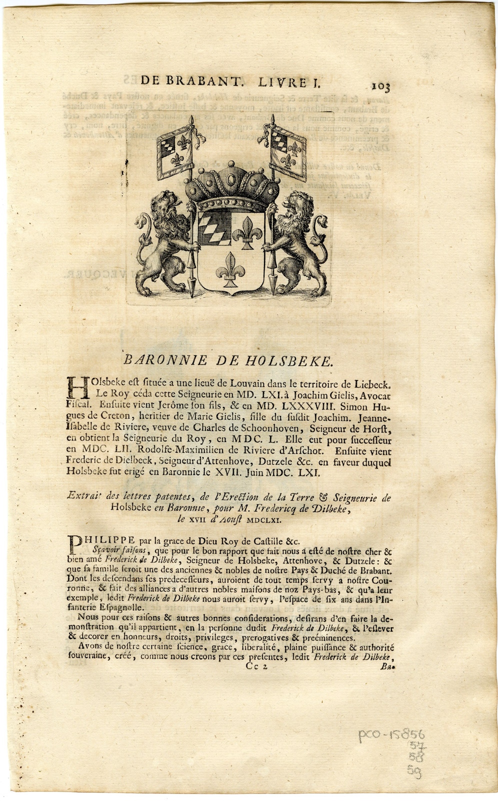 Pco 15859 416x668 Antique Print-COAT OF ARMS-BARONY OF HOLSBEKE-CORBECK-DYLE-Butkens-1724 - Image 4