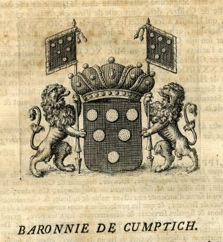 Antique Print-COAT OF ARMS-BARONY OF CUMPTICH-KOMPTICH-Butkens-1724