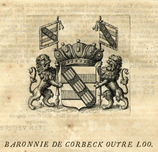 Antique Print-COAT OF ARMS-BARONY OF CORBECK-LOO-ETTERBEEK-Butkens-1724