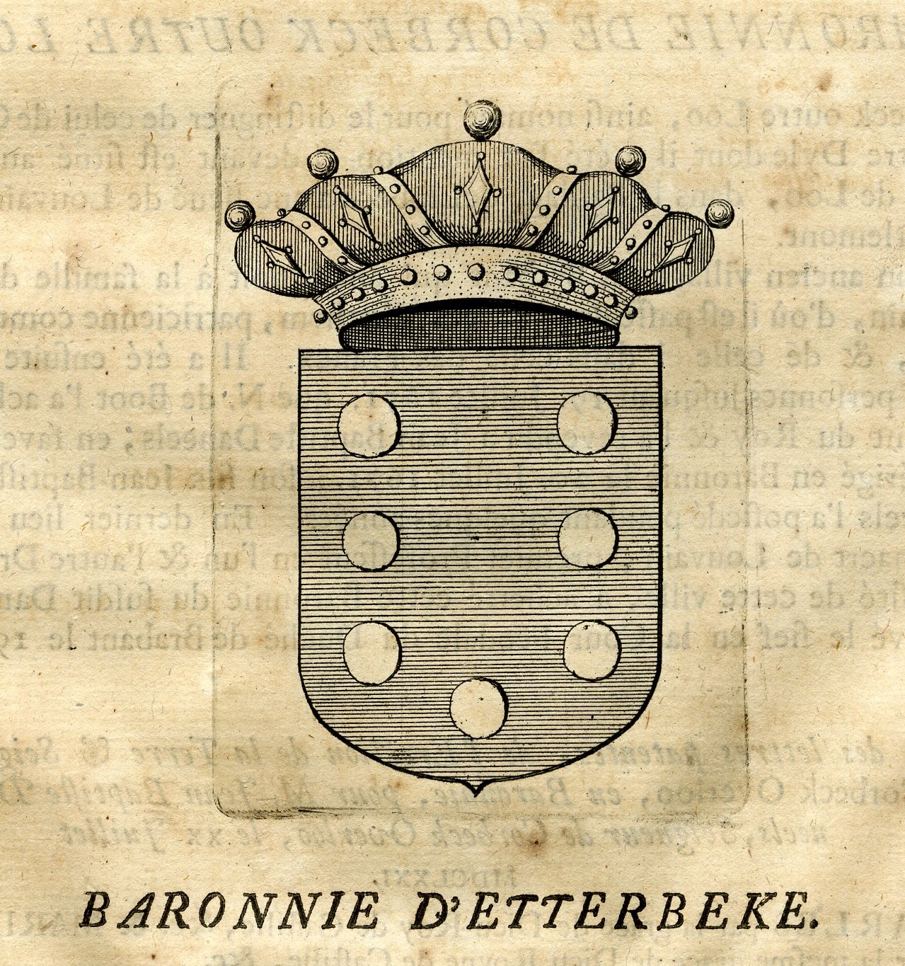 , Antique Print-COAT OF ARMS-BARONY OF CORBECK-LOO-ETTERBEEK-Butkens-1724, Pictura Antique Prints