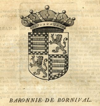 Antique Print-COAT OF ARMS-BARONY OF BORNIVAL-Butkens-1724