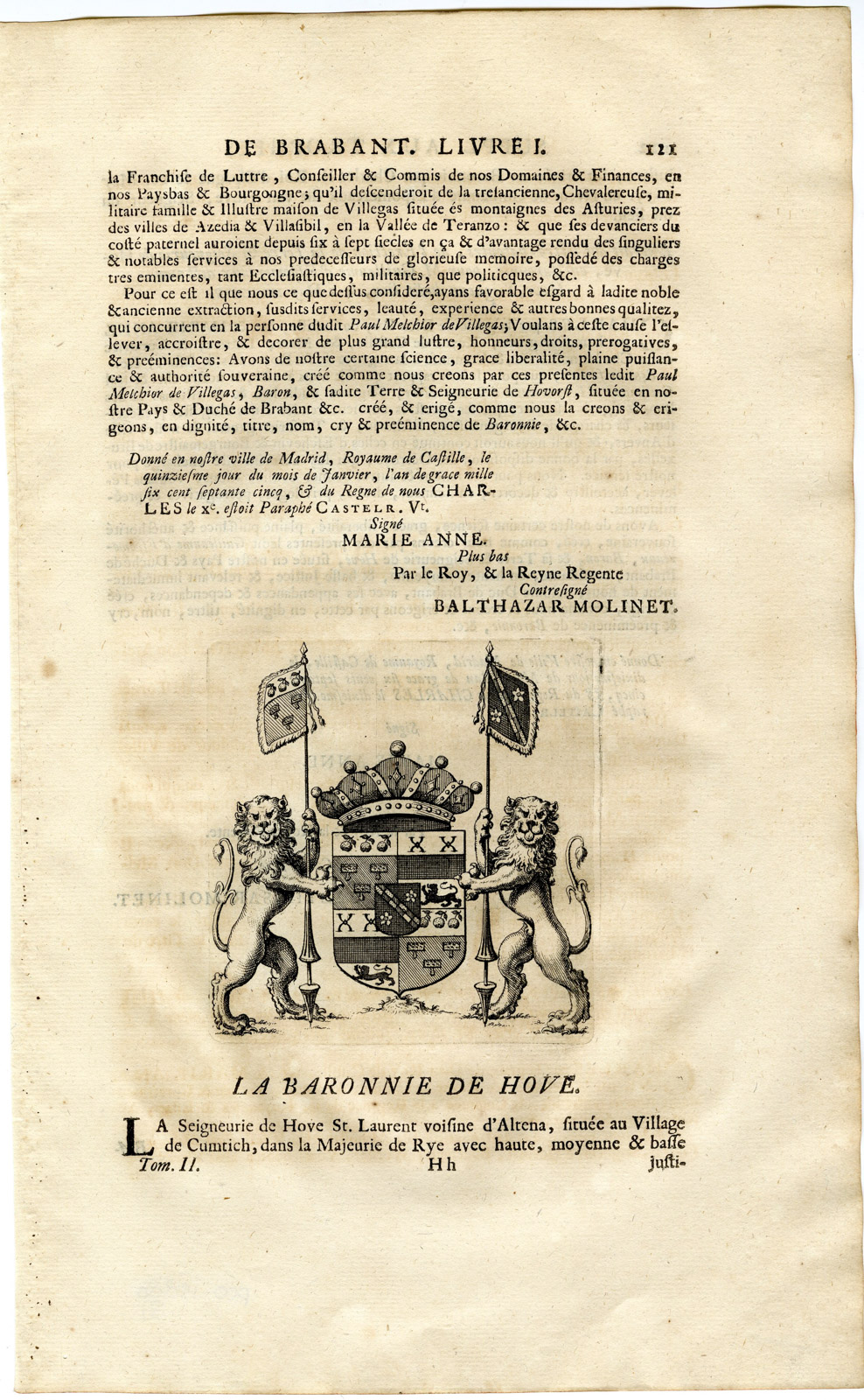 Pco 15881 416x674 Antique Print-COAT OF ARMS-BARONY OF HOVE-ANTWERP-BELGIUM-Butkens-1724 - Image 2