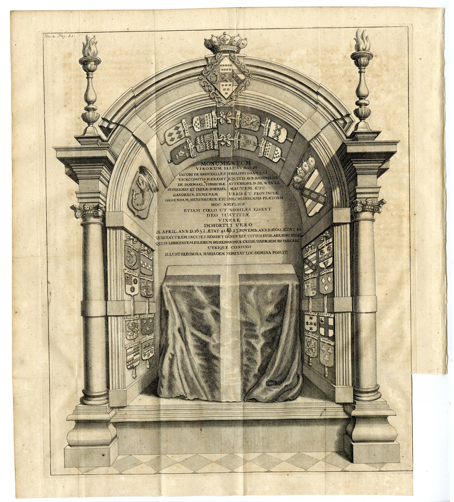 , Antique Print-MONUMENT-JACQUES DE BROUXELLES-DANEELS-Wille-Butkens-Collin-1724, Pictura Antique Prints