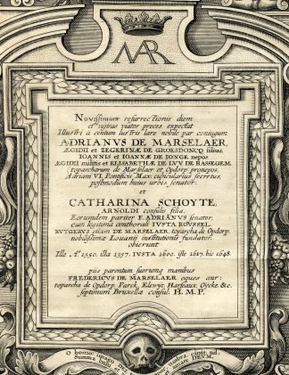 Antique Print-BURIAL MONUMENT-COAT OF ARMS-MARSELAER-SCHOYTE-Butkens-1724