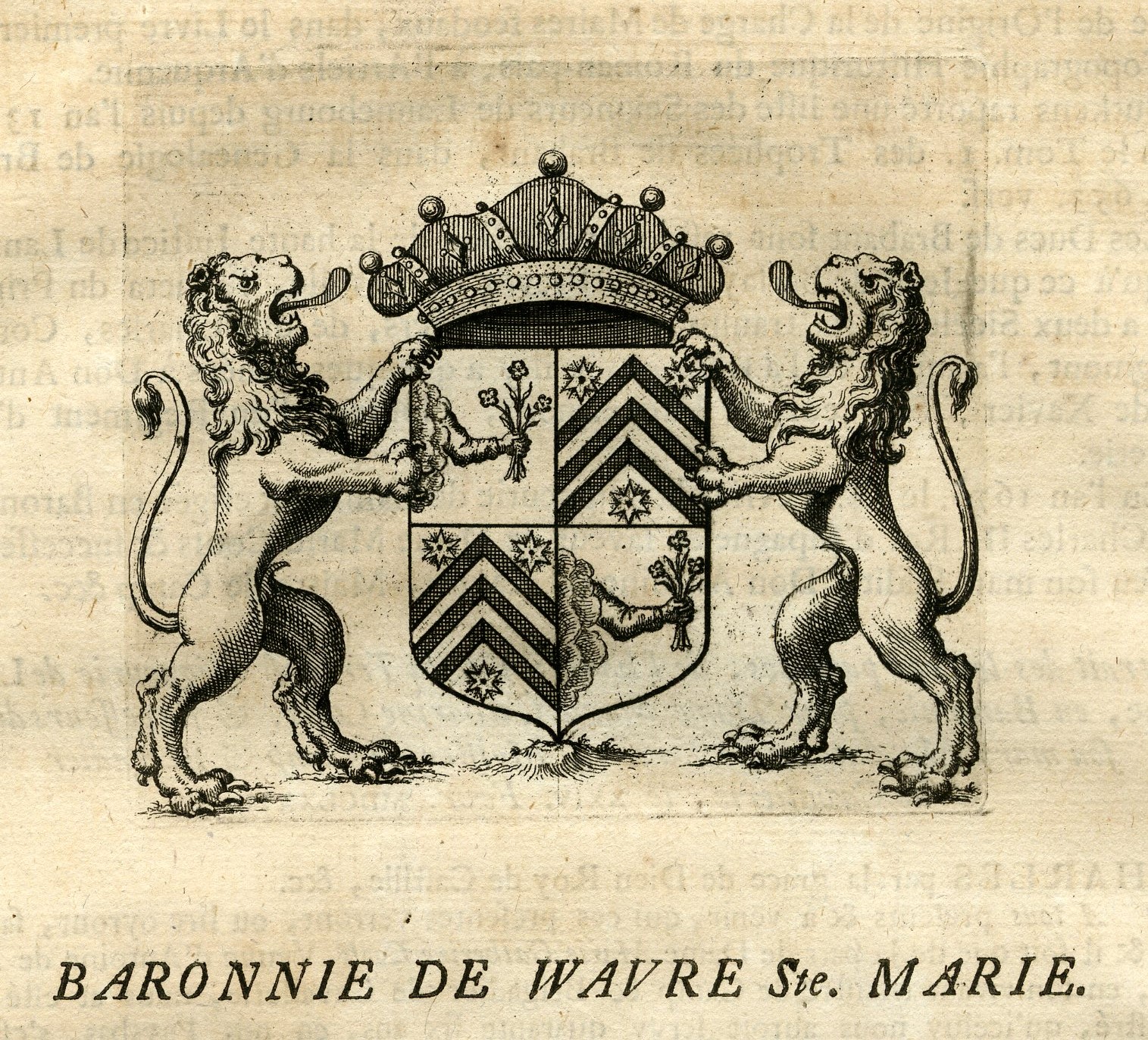 , Antique Print-COAT OF ARMS-DE WAVRE-WAVER-Butkens-1724, Pictura Antique Prints