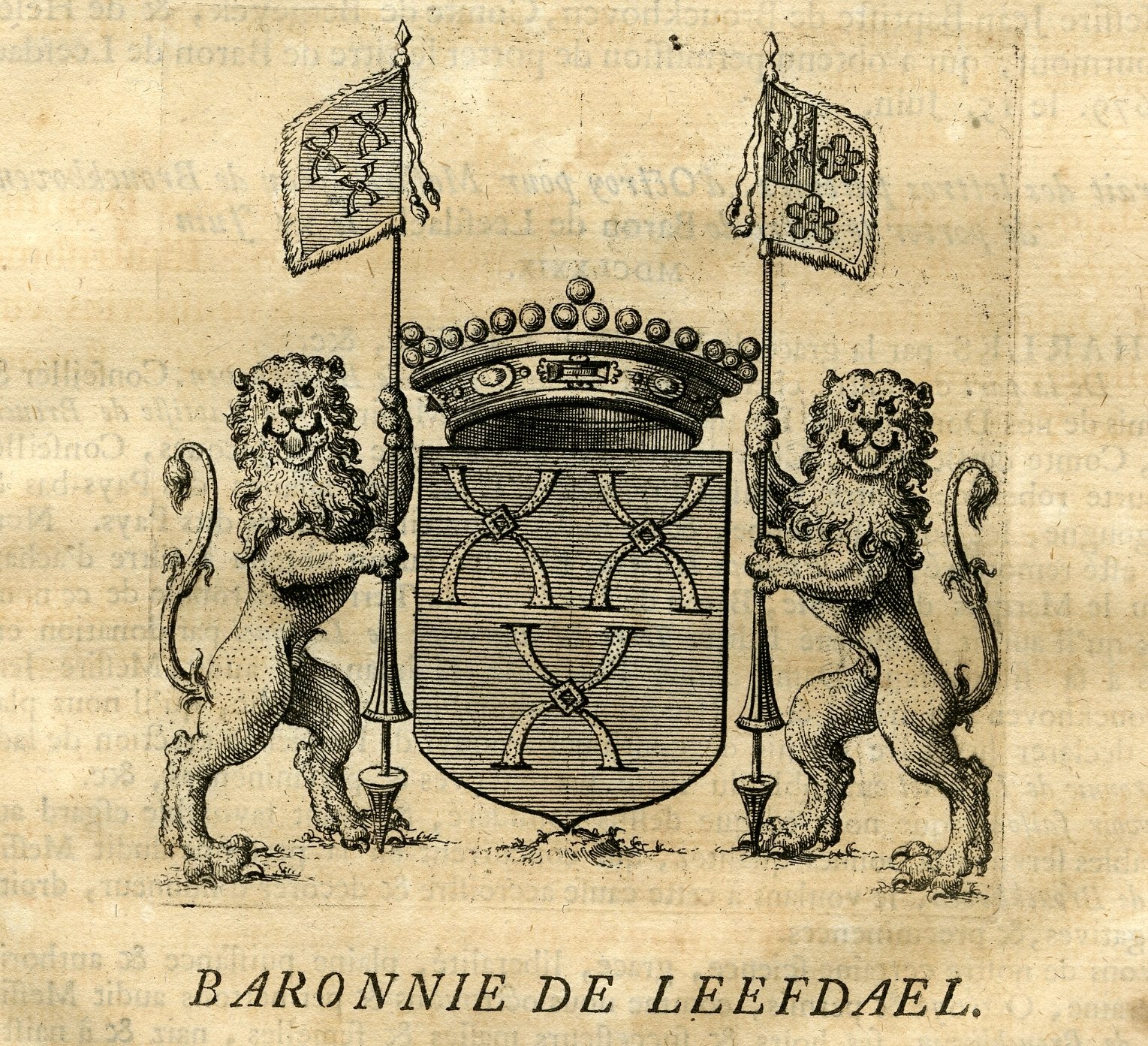 , Antique Print-COAT OF ARMS-LEEFDAEL-LEEFDAAL-Butkens-1724, Pictura Antique Prints