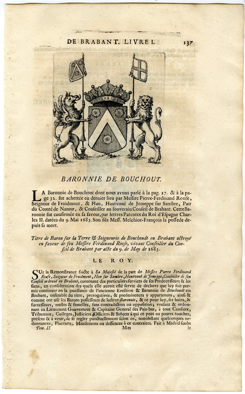 , Antique Print-COAT OF ARMS-BOUCHOUT-BOECHOUT-Butkens-1724, Pictura Antique Prints