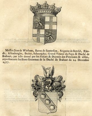 Antique Print-COAT OF ARMS-WITTHEM-GELLINGEN-GHISLENGHEIN-Butkens-1724