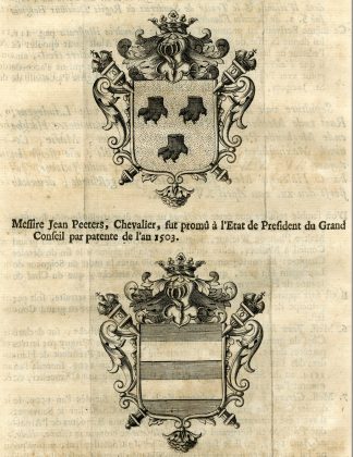 Antique Print-COAT OF ARMS-PEETERS-LAUWEREYS-KNIGHTS-Butkens-1724