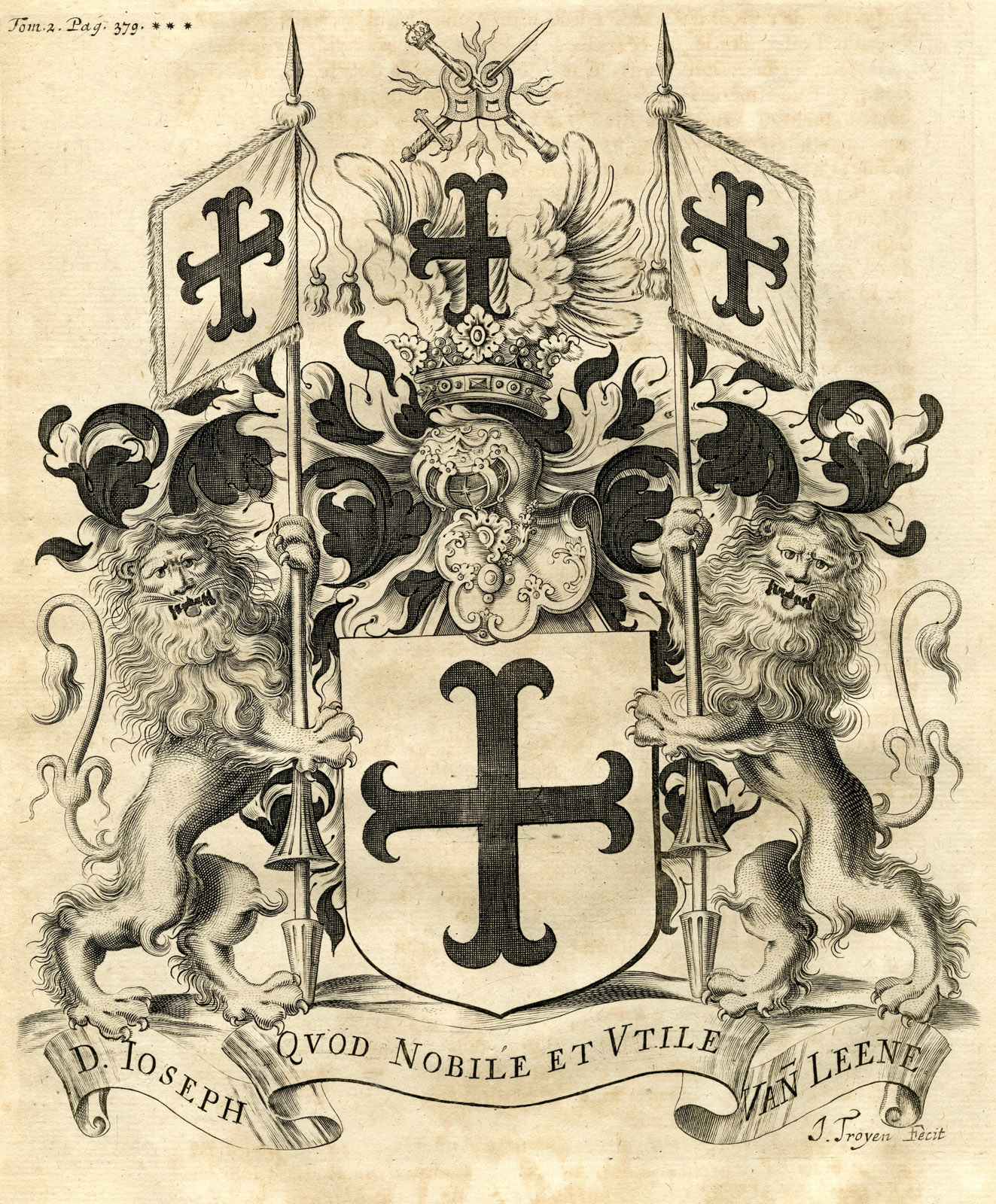 , Antique Print-JSEPH VAN DEN LEENE-KING OF ARMS-BRABANT-Butkens-1724, Pictura Antique Prints