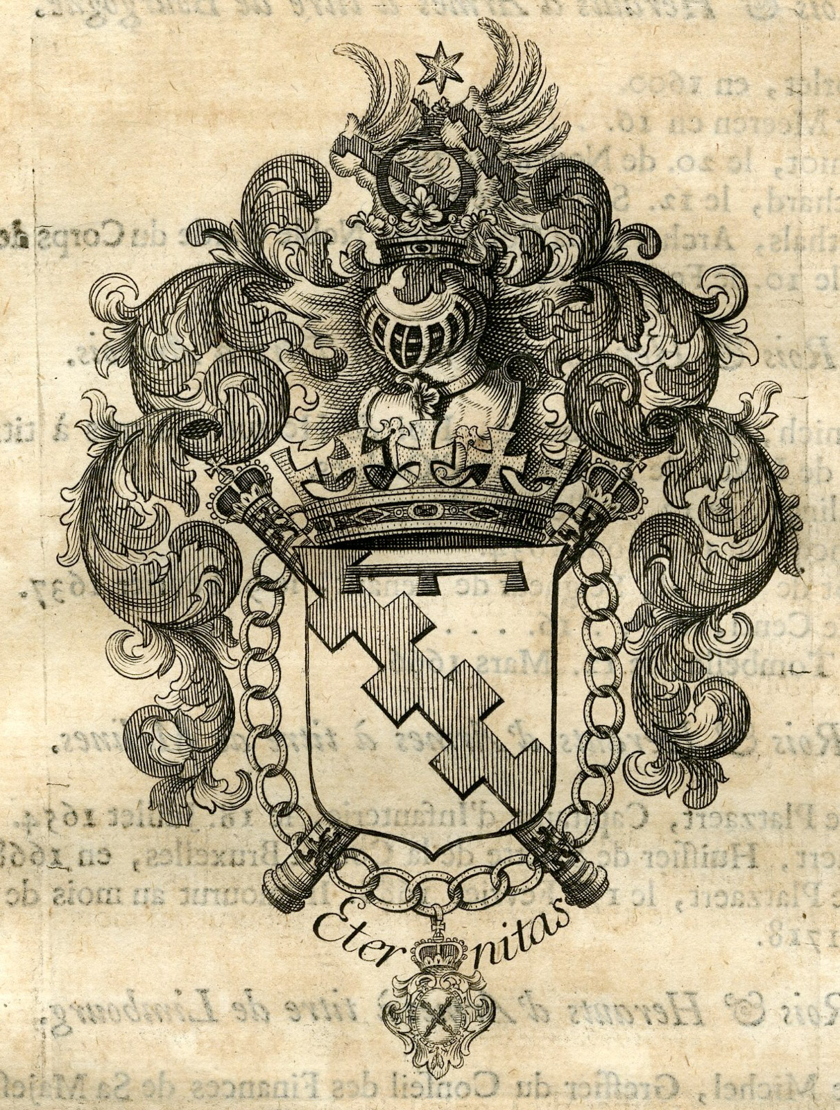 , Antique Print-COAT OF ARMS-JAERENS-Butkens-1724, Pictura Antique Prints