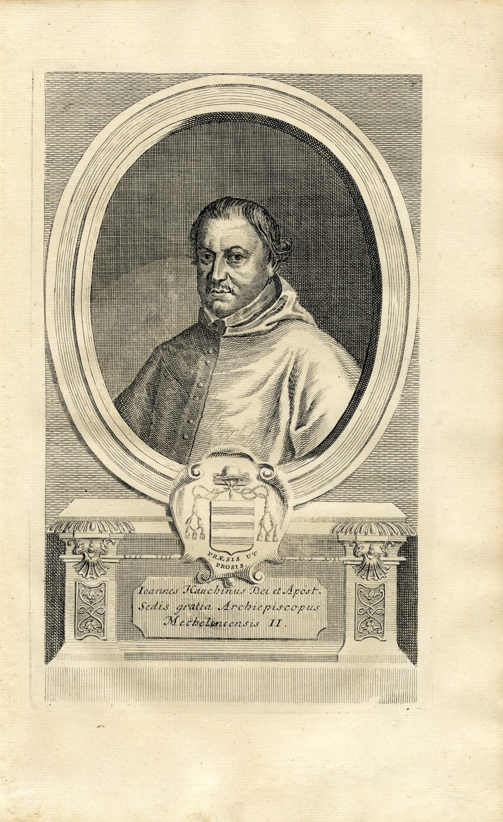, Antique Print-PORTRAIT-JOANNES HAUCHIN-ARCHBISHOP-Butkens-1724, Pictura Antique Prints