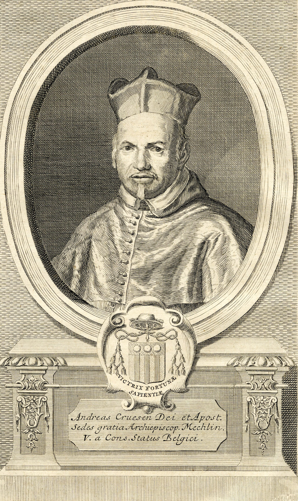, Antique Print-PORTRAIT-ANDREAS CRUESEN-CRUSENS-ARCHBISHOP-Butkens-1724, Pictura Antique Prints