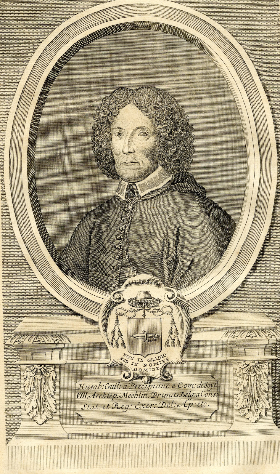 , Antique Print-PORTRAIT-HUMBERTUS GUILIELMUS PRECIPIANO-ARCHBISHOP-Butkens-1724, Pictura Antique Prints