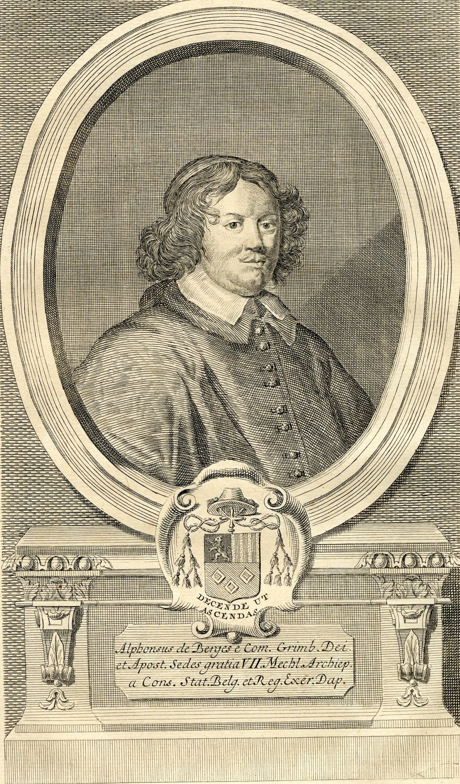 , Antique Print-PORTRAIT-ALPHONSUS VAN BERGEN-ARCHBISHOP-Butkens-1724, Pictura Antique Prints