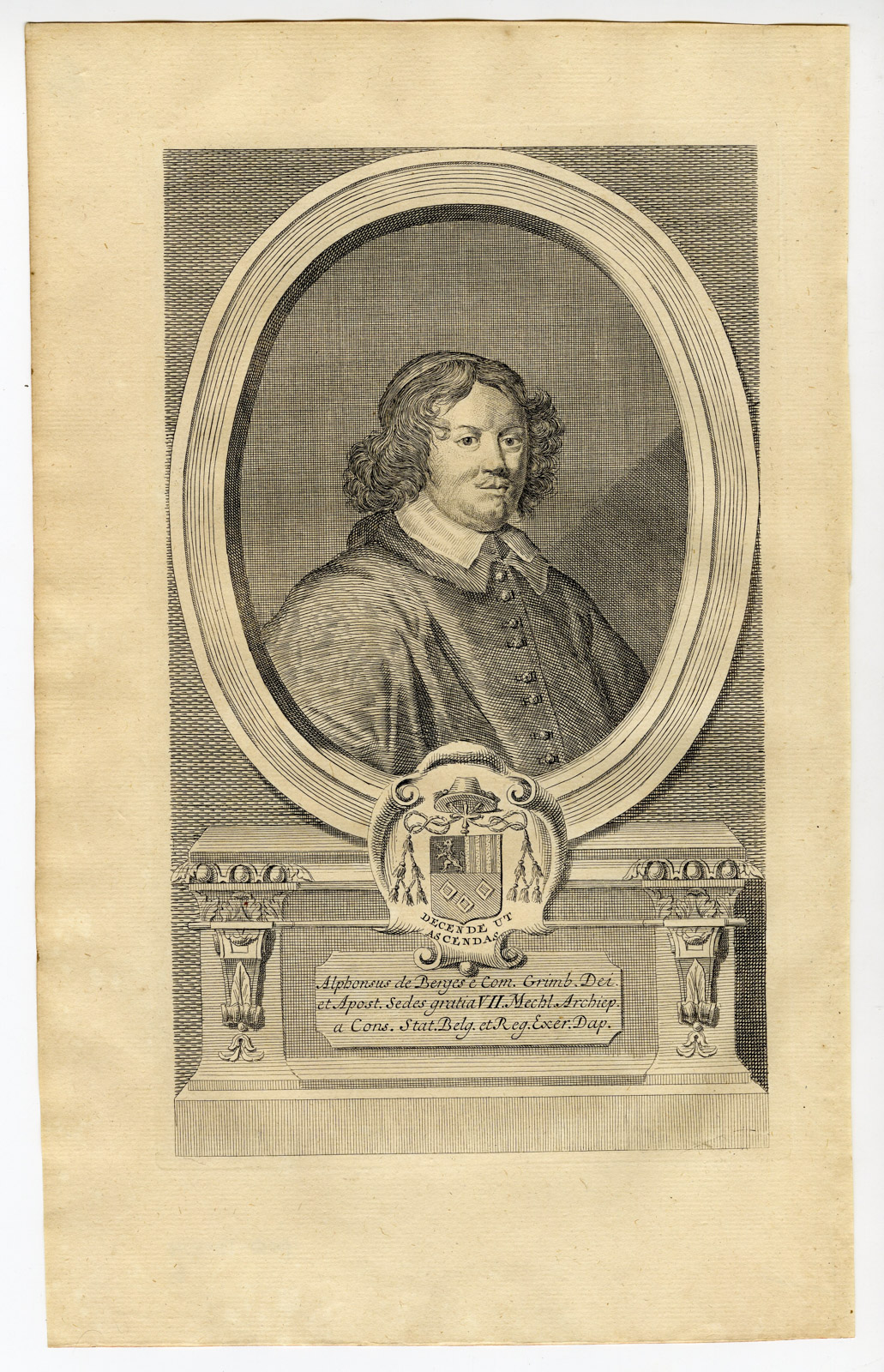 , Antique Print-PORTRAIT-ALPHONSUS VAN BERGEN-ARCHBISHOP-Butkens-1724, Pictura Antique Prints
