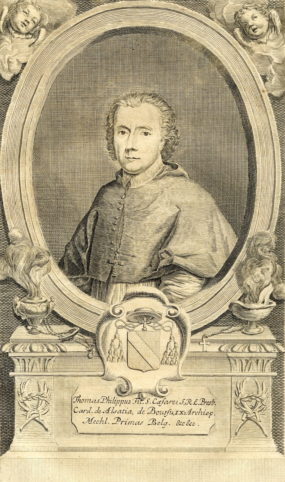 , Antique Print-PORTRAIT-THOMAS PHILIPPUS D’ALSACE-BOUSSU-ARCHBISHOP-Butkens-1724, Pictura Antique Prints
