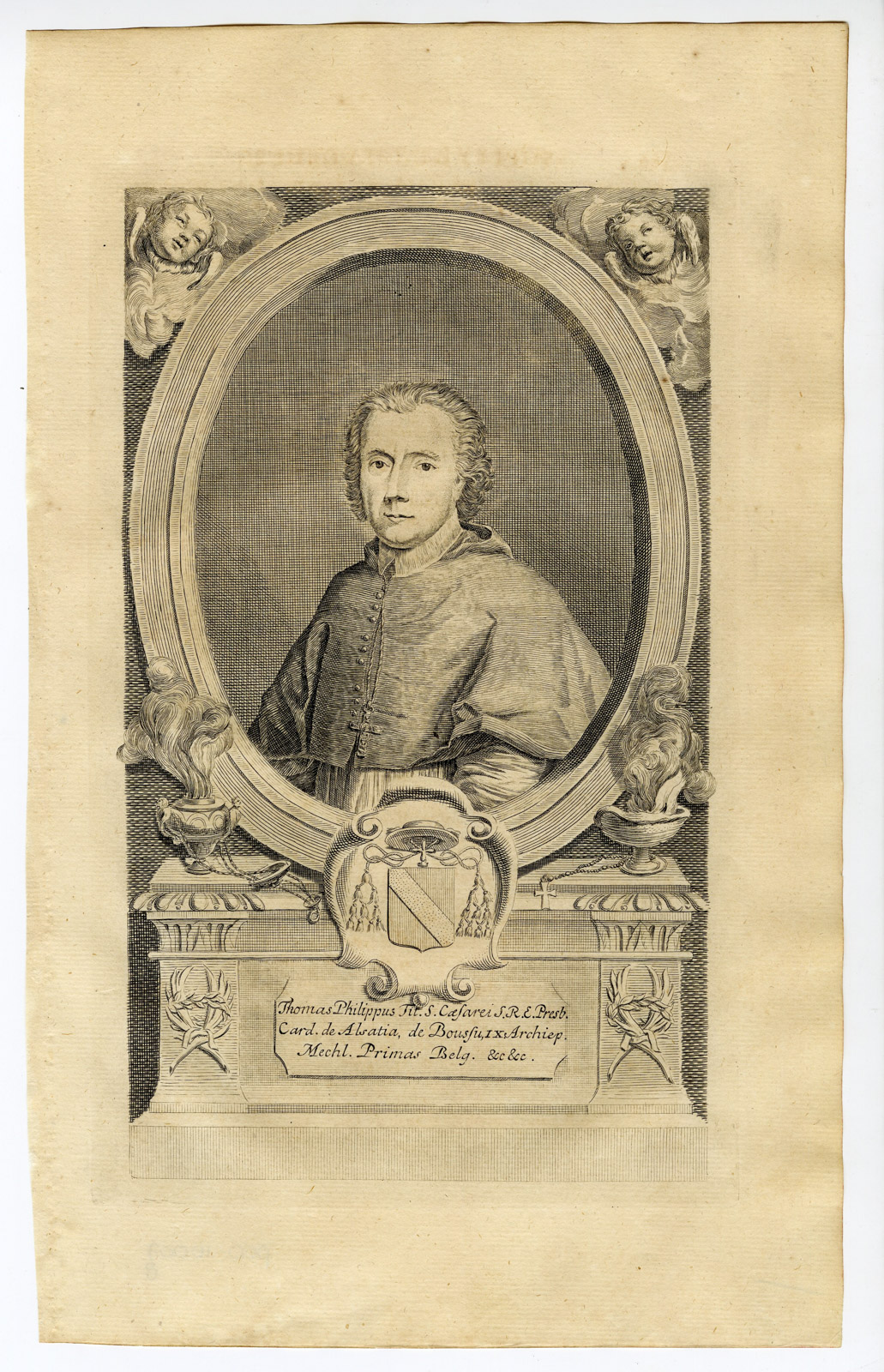 , Antique Print-PORTRAIT-THOMAS PHILIPPUS D’ALSACE-BOUSSU-ARCHBISHOP-Butkens-1724, Pictura Antique Prints
