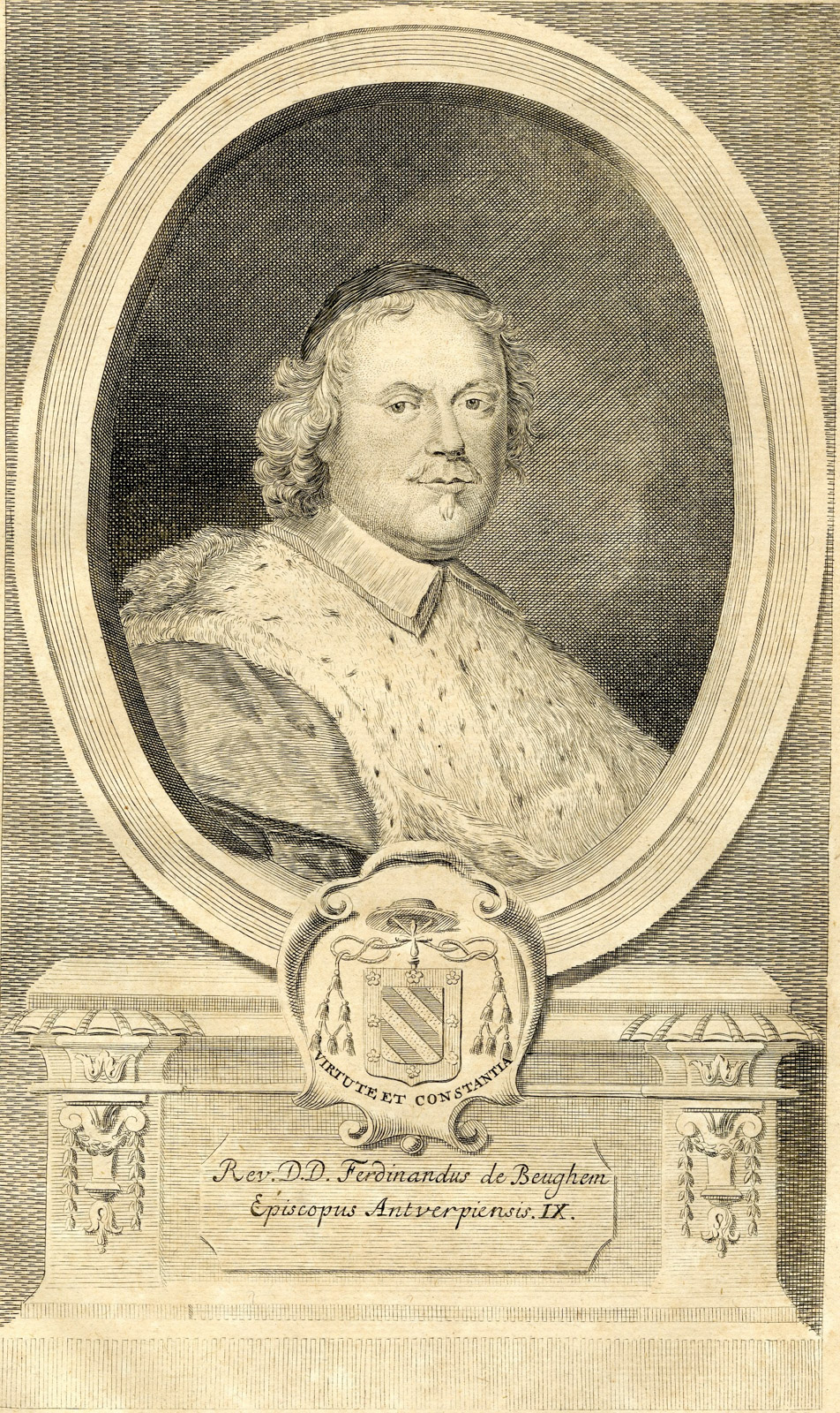 , Antique Print-PORTRAIT-JOANNES FERDINANDUS VAN BEUGHEM-BISHOP-Butkens-1724, Pictura Antique Prints