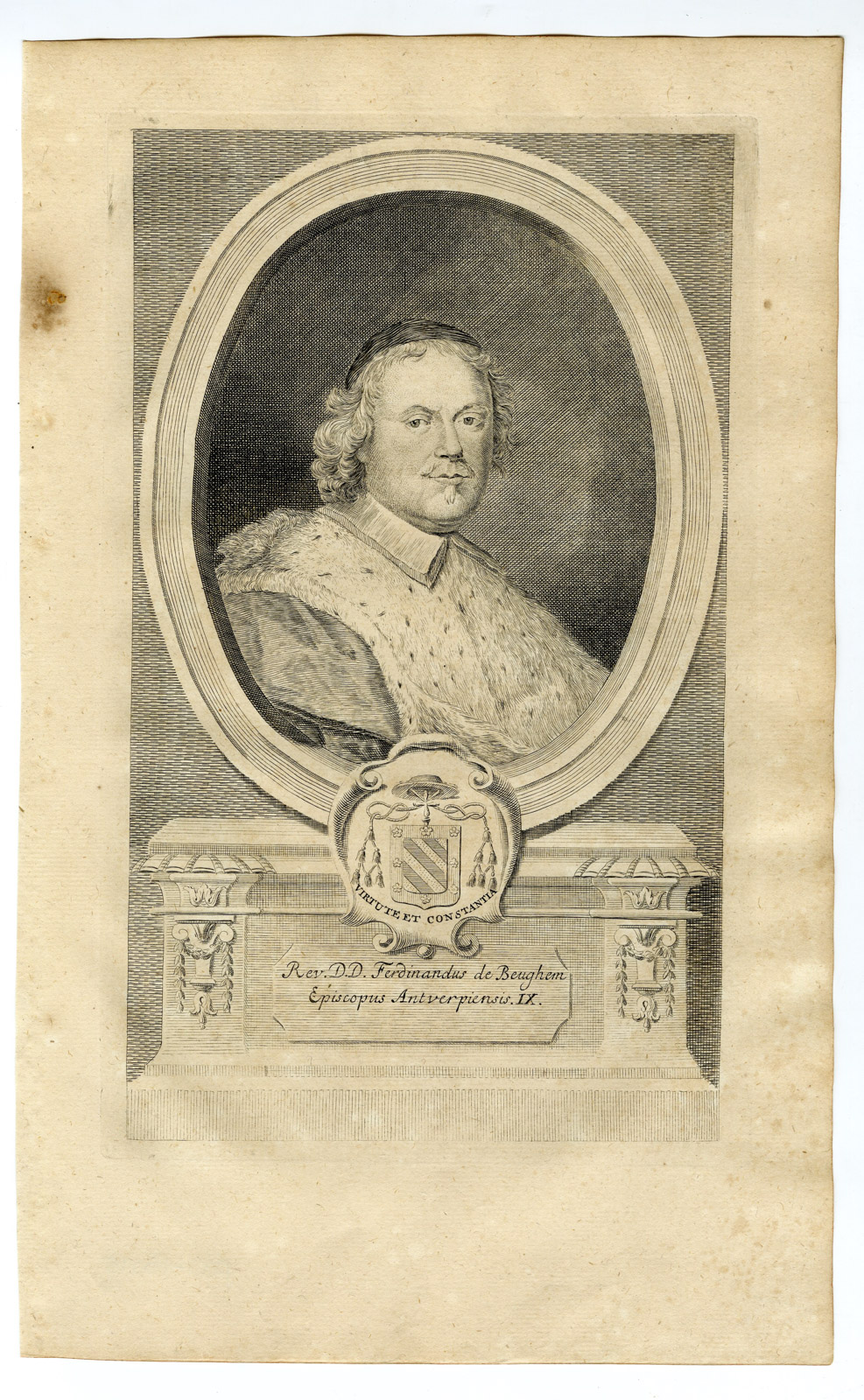 , Antique Print-PORTRAIT-JOANNES FERDINANDUS VAN BEUGHEM-BISHOP-Butkens-1724, Pictura Antique Prints