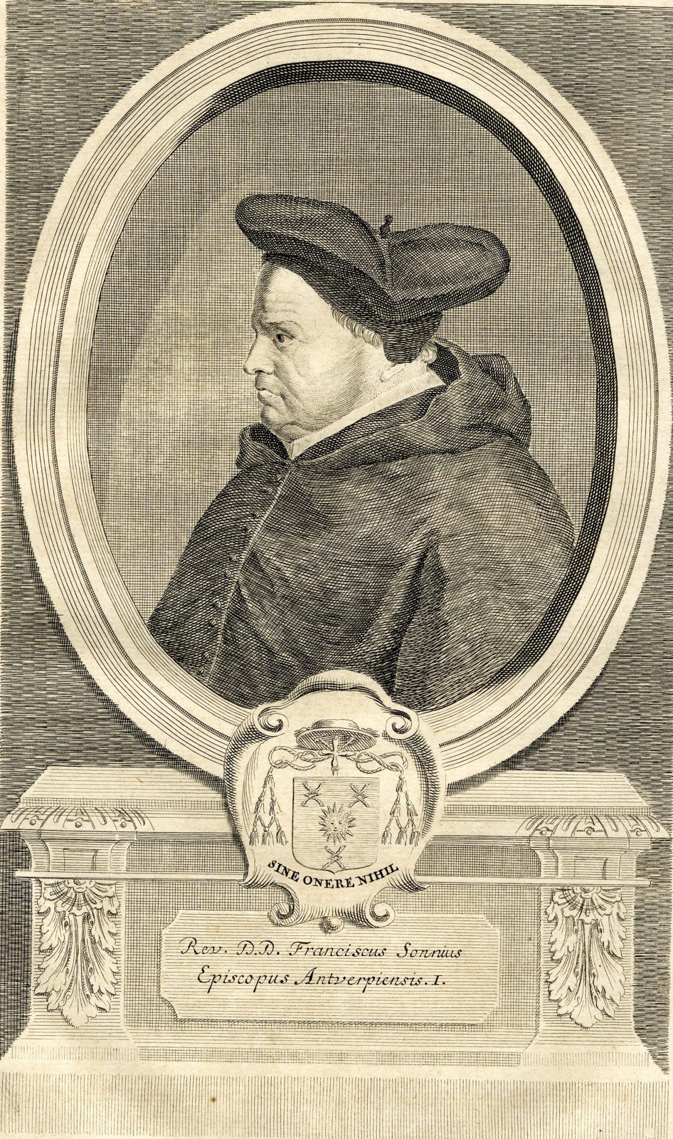 , Antique Print-PORTRAIT-FRANCISCUS SONNIUS-VAN DE VELDE-BISHOP-Butkens-1724, Pictura Antique Prints