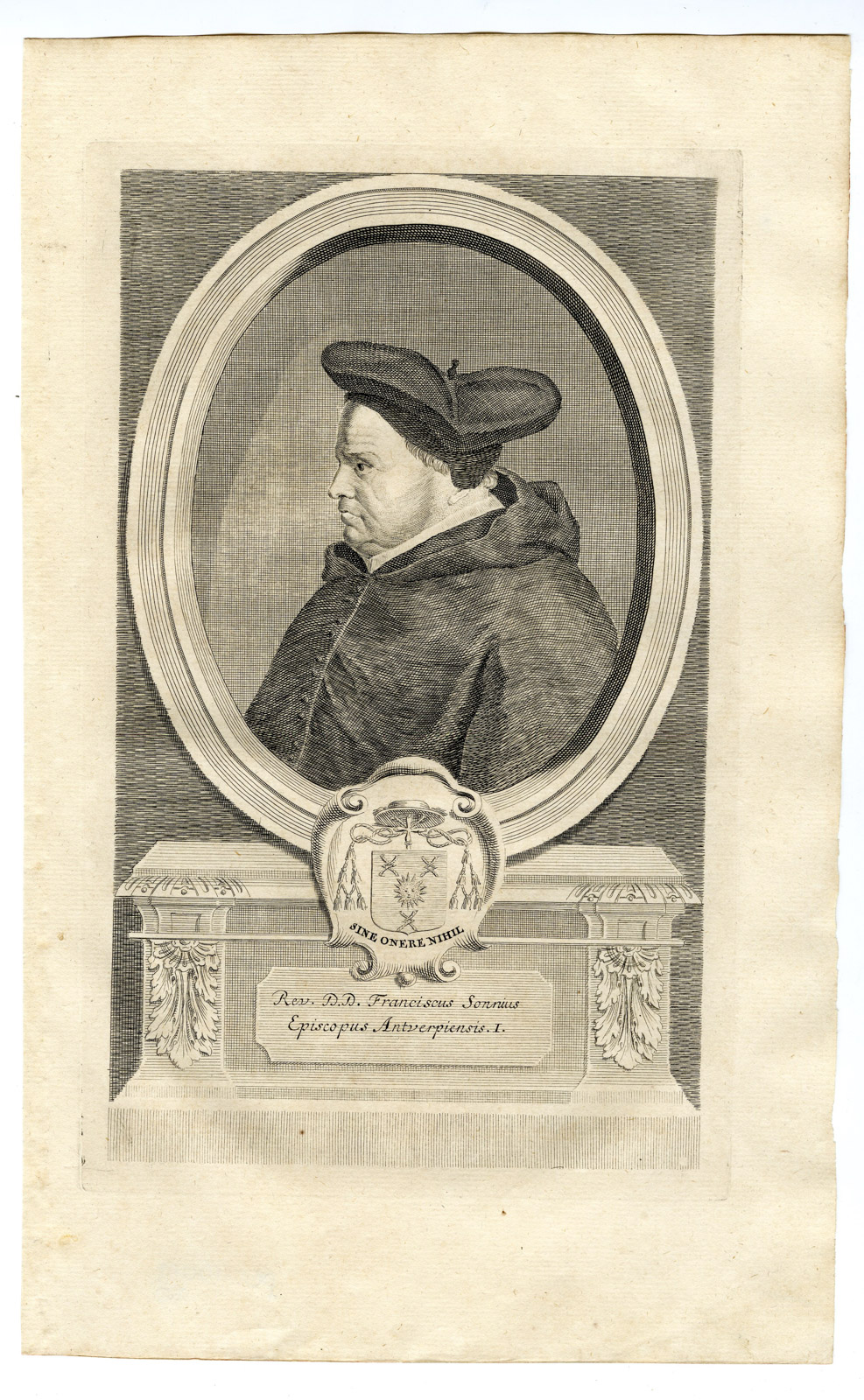 , Antique Print-PORTRAIT-FRANCISCUS SONNIUS-VAN DE VELDE-BISHOP-Butkens-1724, Pictura Antique Prints
