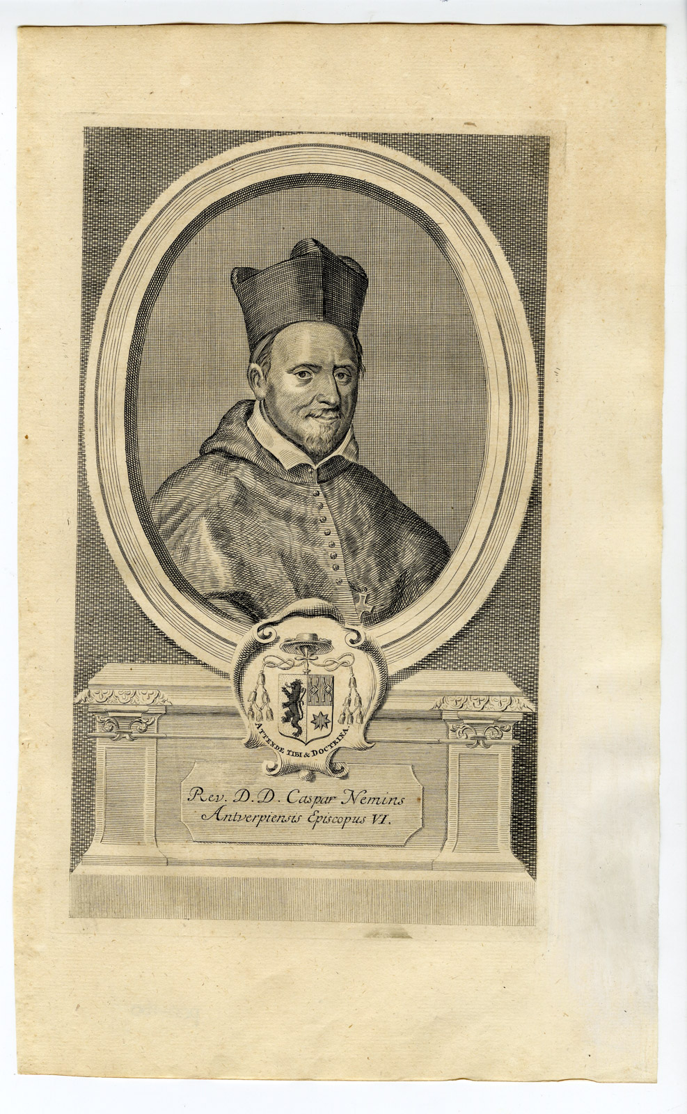 , Antique Print-PORTRAIT-CASPAR NEMINS-BISHOP ANTWERP-Butkens-1724, Pictura Antique Prints