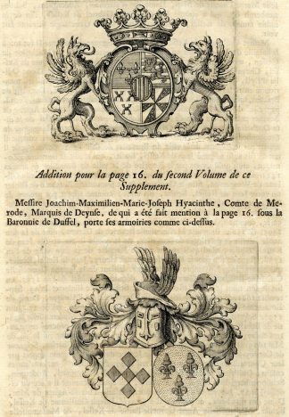 Antique Print-COAT OF ARMS-MERODE-MONTFORT-DE MAN-Butkens-1724