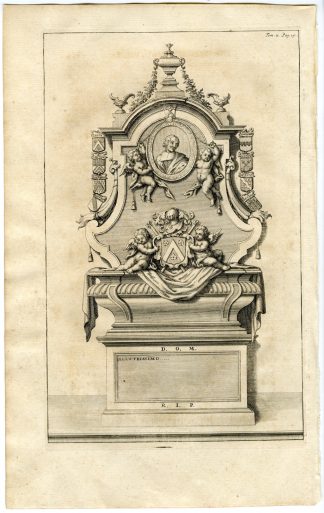 Antique Print-COAT OF ARMS-JEAN CHARLES ROOSE-BURIAL MONUMENT-Butkens-1724