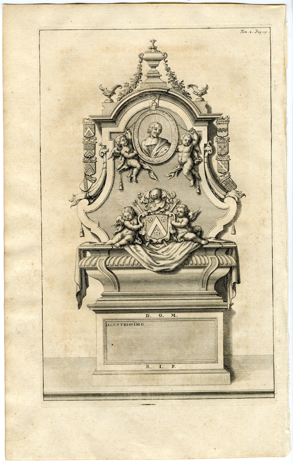 , Antique Print-COAT OF ARMS-JEAN CHARLES ROOSE-BURIAL MONUMENT-Butkens-1724, Pictura Antique Prints