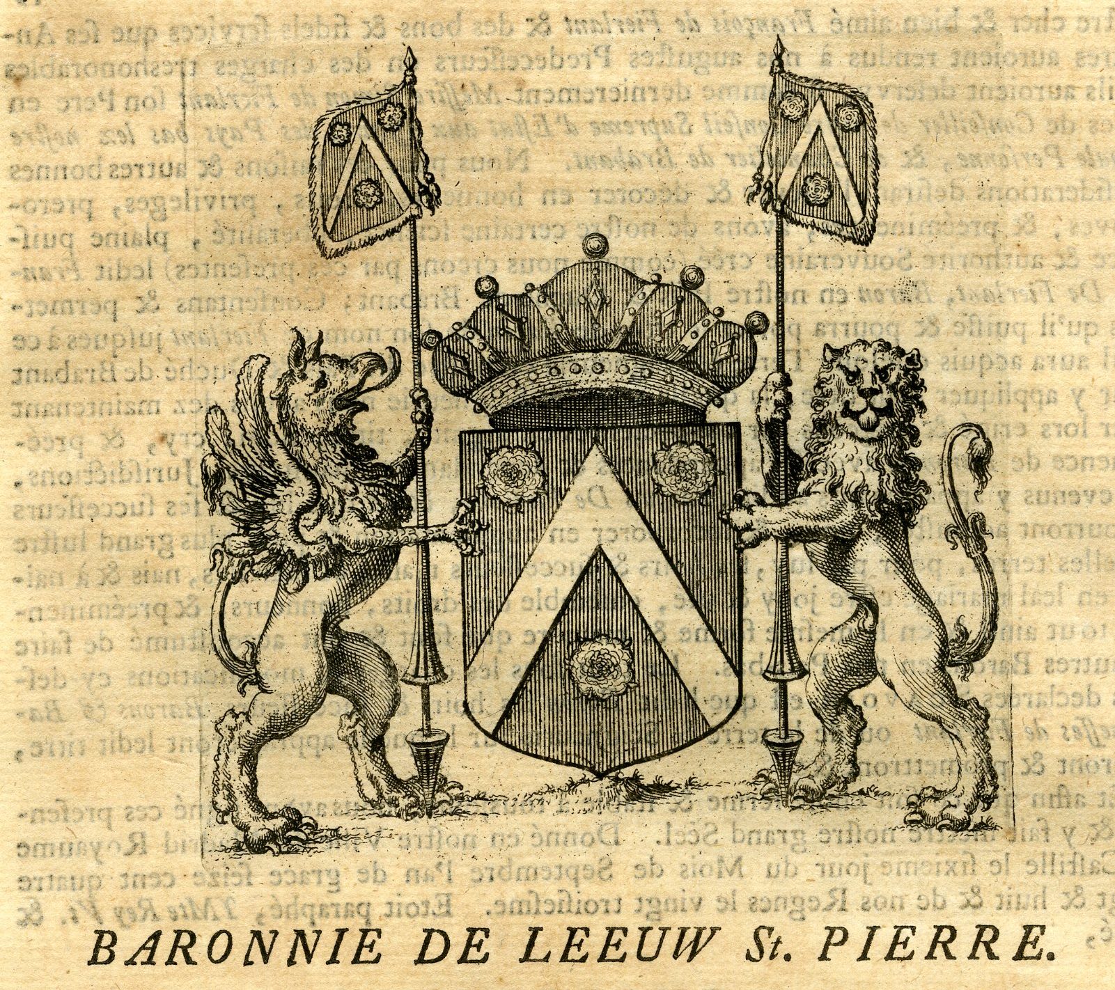 , Antique Print-COAT OF ARMS-SINT PIETERS LEEUW-Butkens-1724, Pictura Antique Prints