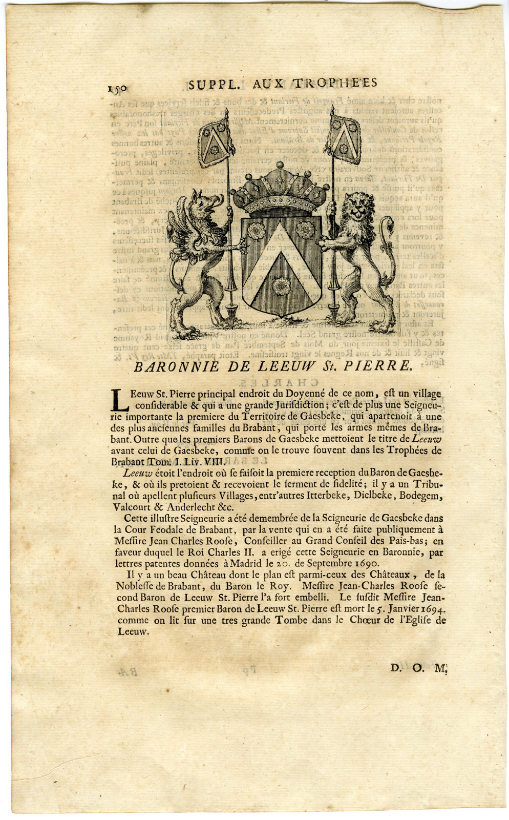 , Antique Print-COAT OF ARMS-SINT PIETERS LEEUW-Butkens-1724, Pictura Antique Prints