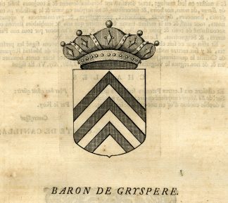Antique Print-COAT OF ARMS-GRYSPERE-GRYSPERRE-BELGIUM-Butkens-1724