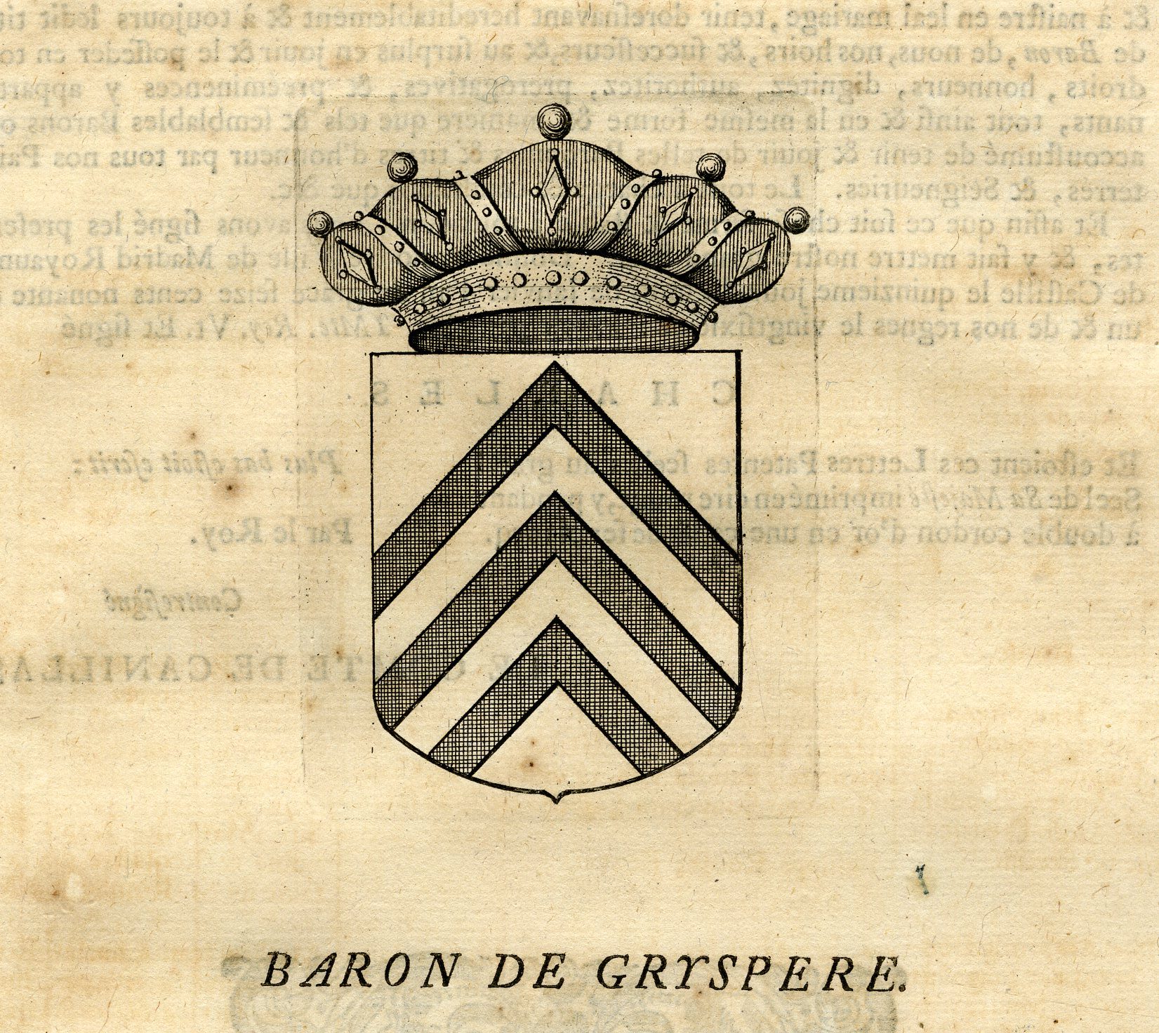 , Antique Print-COAT OF ARMS-GRYSPERE-GRYSPERRE-BELGIUM-Butkens-1724, Pictura Antique Prints