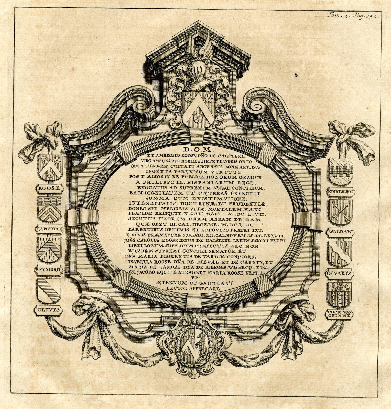 , Antique Print-COAT OF ARMS-FAMILY THE ROOSE-Butkens-1724, Pictura Antique Prints