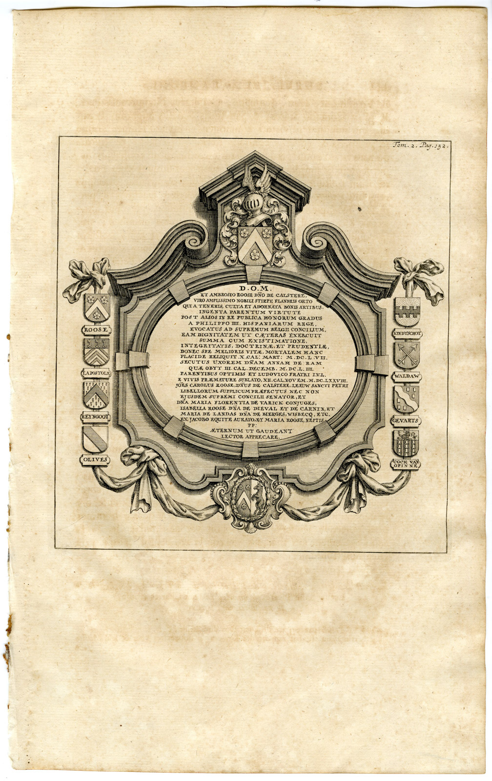 , Antique Print-COAT OF ARMS-FAMILY THE ROOSE-Butkens-1724, Pictura Antique Prints