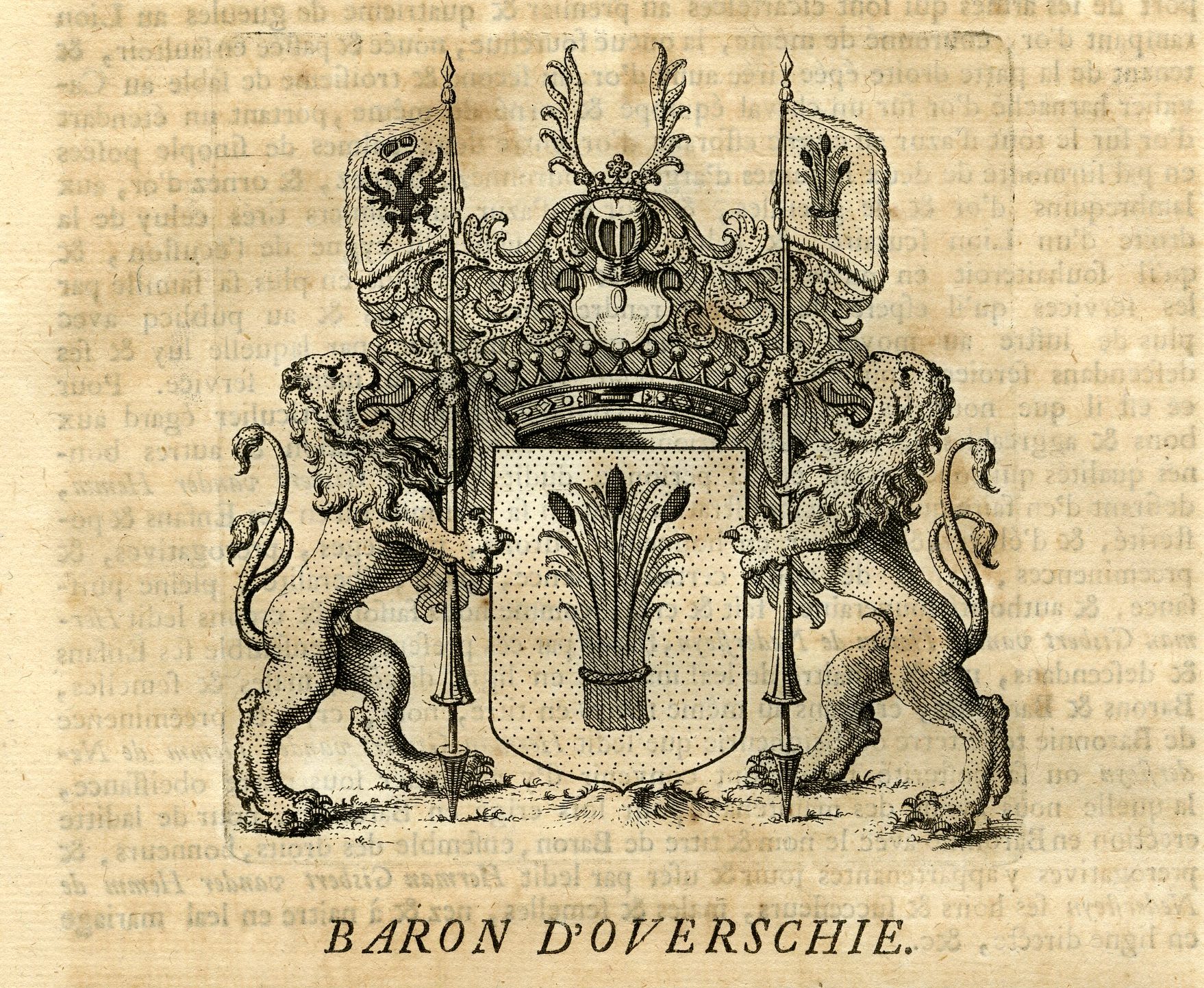 , Antique Print-COAT OF ARMS-OVERSCHIE-BELGIUM-Butkens-1724, Pictura Antique Prints