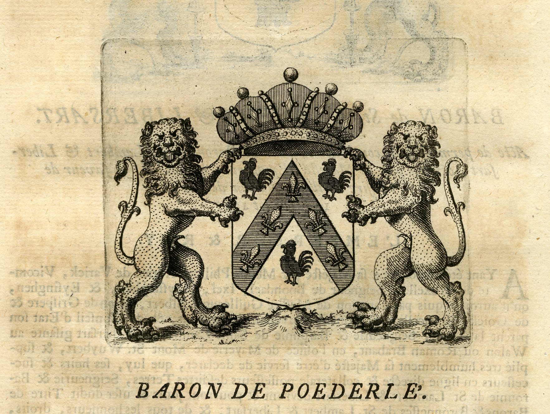 , Antique Print-COAT OF ARMS-SAINT LAMBERT-LIBERSART-POEDERLE-Butkens-1724, Pictura Antique Prints
